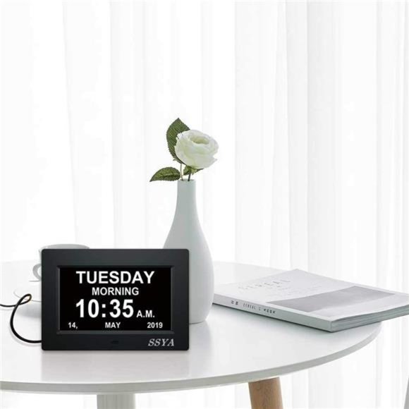 7 Inch Calendar Clock 12 Alarm Options Auto Dimmable Display Extra Large Display - Picture 3 of 7